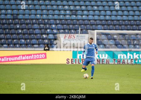 Jürgen Gjassula von Magdeburg im Jahr 3. Bundesliga-Spiel zwischen 1. FC Magdeburg und SV Meppen in der MDCC-Arena am 08. Februar 2020 in Magdeburg. (Foto von Peter Niedung/NurPhoto) Stockfoto