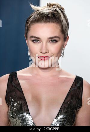 BEVERLY HILLS, LOS ANGELES, KALIFORNIEN, USA - 09. FEBRUAR: Florence Pugh kommt bei der Vanity Fair Oscar Party 2020 an, die am 9. Februar 2020 im Wallis Annenberg Center for the Performing Arts in Beverly Hills, Los Angeles, Kalifornien, USA, stattfand. (Foto von Xavier Collin/Image Press Agency/NurPhoto) Stockfoto