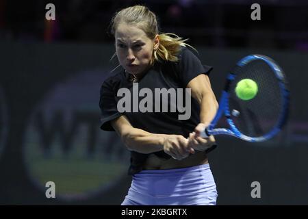 Kudermetova Veronika (Russland) bei einem Spiel gegen Putintzeva Julia (Kasachstan) für das Ladies Trophy 2020 Turnier in St. Petersburg, Russland, am 11. Februar 2020. (Foto von Valya Egorshin/NurPhoto) Stockfoto