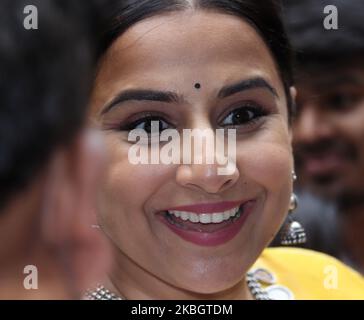 Die indische Schauspielerin Vidya Balan kommt am 12. Februar 2020 zu einer Werbeveranstaltung in Mumbai, Indien, an. (Foto von Himanshu Bhatt/NurPhoto) Stockfoto