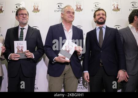 Mariano Rajoy, Esteban Gonzalez Pons und Pablo Casado nehmen am 13. Februar 2020 an der Präsentation von „Ellas“ im Circulo de Bellas Artes in Madrid, Spanien, Teil. (Foto von Oscar Gonzalez/NurPhoto) Stockfoto