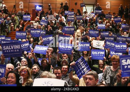 Einige Unterstützer von Matteo Salvini, dem Vorsitzenden der italienischen rechtsextremen Partei Lega, am 13. Februar 2020 bei Lingotto Fiere in Turin, Italien. (Foto von Massimiliano Ferraro/NurPhoto) Stockfoto