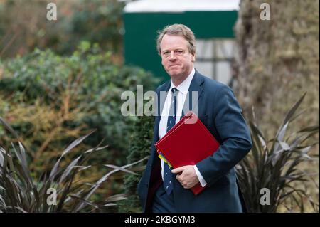 Der schottische Außenminister Alister Jack kommt in der Downing Street im Zentrum von London an, um an einer ersten Kabinettssitzung teilzunehmen, nachdem er am 14. Februar 2020 in London, England, umgesalzen wurde. Gestern führte Premierminister Boris Johnson nach dem Austritt Großbritanniens aus der EU eine Neuordnung seiner Regierung durch. (Foto von Wiktor Szymanowicz/NurPhoto) Stockfoto