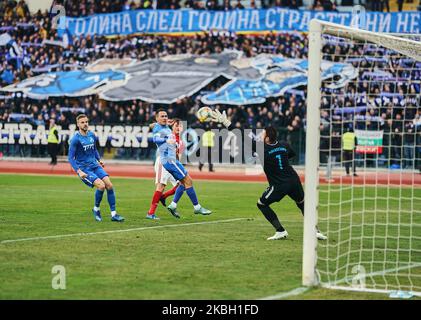 Milan Mijatovic von Levski Sofia rettet einen Schuss vor !Z24! Während Levksi Sofia gegen CSKA Sofia im Vasil Levski Stadion, Sofia, Bulgarien am 15. Februar 2020. (Foto von Ulrik Pedersen/NurPhoto) Stockfoto