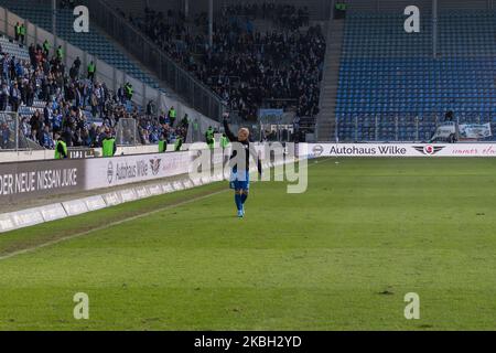 Sören Bertram von Magdeburg nach dem 3. Bundesliga-Spiel zwischen 1. FC Magdeburg und Chemnitzer FC in der MDCC-Arena am 15. Februar 2020 in Magdeburg (Foto: Peter Niedung/NurPhoto) Stockfoto