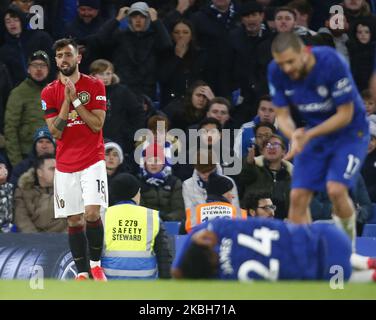 Bruno Fernandes von Manchester United während der englischen Premier League zwischen Chelsea und Manchester United im Stanford Bridge Stadium, London, England, am 17. Februar 2020 (Foto by Action Foto Sport/NurPhoto) Stockfoto