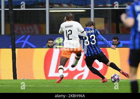 Hans Hateboer von Atalanta erzielt am 19. Februar 2020 im Stadio San Siro, Mailand, Italien, das vierte Tor beim UEFA Champions League-Spiel 16 zwischen Atalanta und Valencia. (Foto von Giuseppe Maffia/NurPhoto) Stockfoto