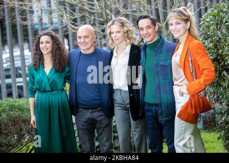 Katia Greco, Luca Zingaretti, Sonia Bergamasco, Peppino Mazzotta, Federica De Benedettis nehmen am 20. Februar 2020 an der Fotocall „Il Commissario Montalbano“ in Rom, Italien, Teil. (Foto von Mauro Fagiani/NurPhoto) Stockfoto