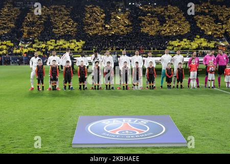 PSG-Spieler vor der UEFA Champions League, zuletzt 16, Fußballspiel der ersten Etappe Borussia Dortmund gegen den FC Paris Saint-Germain in Dortmund, Deutschland, am 18. Februar 2020. (Foto von Peter Niedung/NurPhoto) Stockfoto