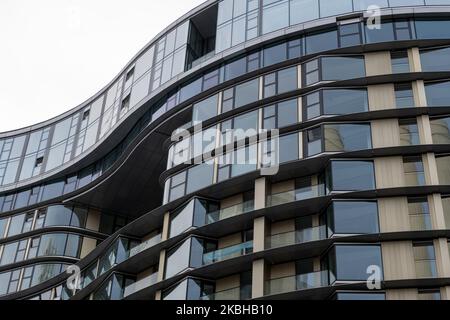 Architektonisches Detail eines modernen Gebäudes. Stockfoto