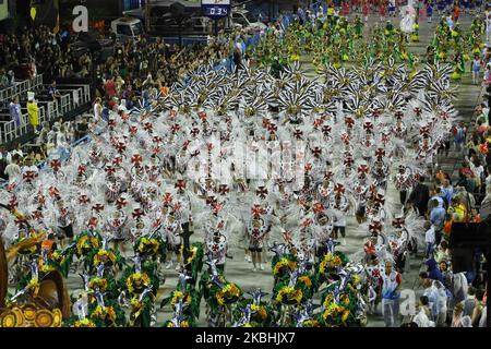 Parade der Samba-Schulen Gruppe A - Marta-Spieler im Wagen der Samba-Schule Inocentes de Belford Roxo bei der Präsentation der Access Group A des Karnevals von Rio de Janeiro auf der Avenida Marques de Sapucai, Rio de Janeiros Sambodromo, Brasilien, am 22. Februar 2020. (Foto von Gilson Borba/NurPhoto) Stockfoto