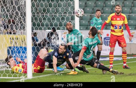 Ivan Runje (Jagiellonia),Dejan Iliev (Jagiellonia),Jose Kante (Legia),Mateusz Wieteska (Legia),Bogdan Tiru (Jagiellonia) während des Spiels der Polnischen Liga zwischen Legia Warschau und Jagiellonia Bialystok am 22. Februar 2020 in Warschau, Polen. (Foto von Foto Olimpik/NurPhoto) Stockfoto