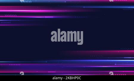 Abstrakte Technologie digital futuristisches Konzept blau und rosa Neonfarben Lichteffekt Bewegung Dekoration geometrische Formen Elemente auf dunklem Hintergrund Stock Vektor