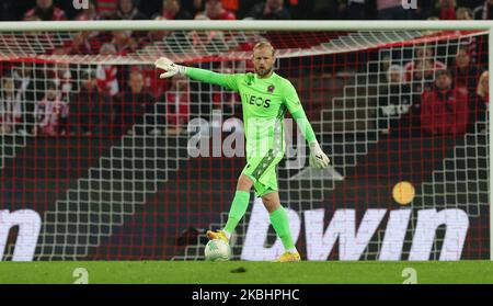 Köln, Deutschland. 03. Nov, 2022. firo : 11/03/2022, Fußball, Fußball, UEFA, Europa CONFERENCE LEAGUE, Saison 2022/2023, 1.FC Cologne - OGC Nice goalwart Kasper SCHMEICHEL, Nice, Gesture Credit: dpa/Alamy Live News Stockfoto