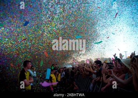 Die australische Indie-Rockband Tame Impala spielt am 25. Juli 2018 auf der Bühne des Citadel Festivals in London. (Foto von Alberto Pezzali/NurPhoto) Stockfoto