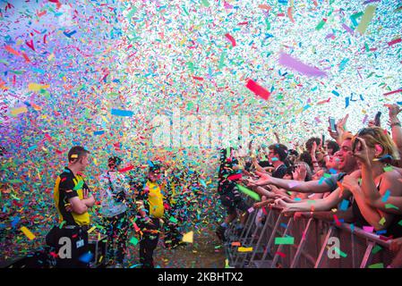 Die australische Indie-Rockband Tame Impala spielt am 25. Juli 2018 auf der Bühne des Citadel Festivals in London. (Foto von Alberto Pezzali/NurPhoto) Stockfoto