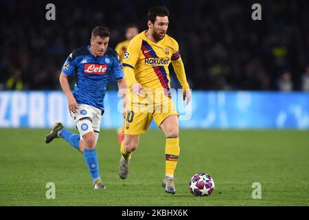 Lionel Messi vom FC Barcelona während des UEFA Champions League-Spiels 16, das SSC Napoli und FC Barcelona am 25. Februar 2020 im Stadio San Paolo Naples Italien hatten. (Foto von Franco Romano/NurPhoto) Stockfoto