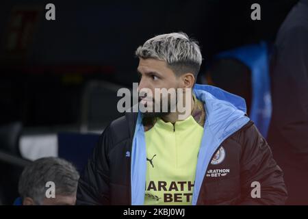 Sergio Aguero von Manchester City während eines Spiels zwischen Real Madrid und Manchester City für die UEFA Champions League in Santiago Bernabeu in Madrid, Spanien, am 26. Februar 2020. (Foto von Patricio Realpe/ChakanaNews/NurPhoto) Stockfoto