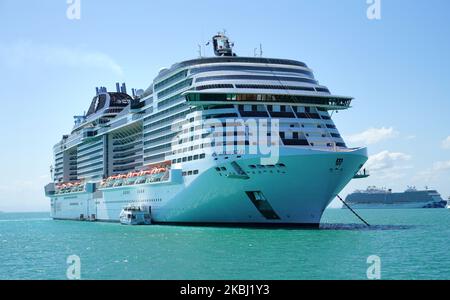 Ein Blick auf die MSC Meraviglia, Karibisches Meer, Costa Maya, Mexiko, am 22. Januar, 2020. (Foto von Gabriele Maricchiolo/NurPhoto) Stockfoto