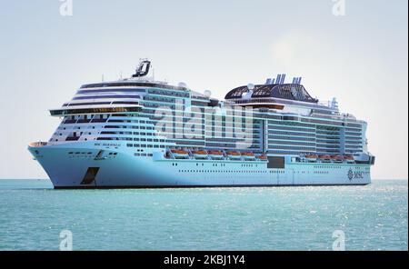 Ein Blick auf die MSC Meraviglia, Karibisches Meer, Costa Maya, Mexiko, am 22. Januar, 2020. (Foto von Gabriele Maricchiolo/NurPhoto) Stockfoto