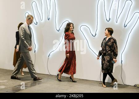 Der spanische König Feleike VI. Und Letizia Ortiz bei der Eröffnung der Internationalen Messe für zeitgenössische Kunst „ARCO“ 39. am 27. Februar 2020 in Madrid. Spanien (Foto von Oscar Gonzalez/NurPhoto) Stockfoto
