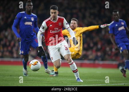 Gabriel Martinelli (Arsenal) kontrolliert den Ball während des Playoff-Finalspiels der UEFA Europa League 1/32 zwischen Arsenal FC (England) und Olympiakos FC (Griechenland) am 27. Februar 2019/20 2020 im Emirates Stadium in London, Großbritannien. (Foto von Federico Guerra Moran/NurPhoto) Stockfoto