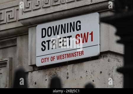 Downing Street Schild. Am Samstag, den 25. Januar 2020, in London, Großbritannien. (Foto von Artur Widak/NurPhoto) Stockfoto
