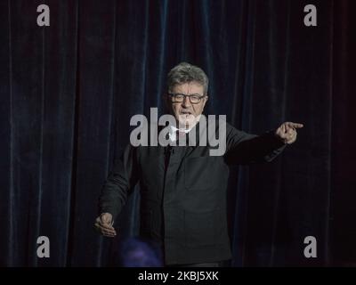Jean-Luc Melenchon spricht am 27. Februar 2020 bei einem Treffen über die Reform der französischen Renten durch den politischen Teil von France Insoumise in Ivry sur seine, Frankreich. (Foto von Stephane Rouppert/NurPhoto) Stockfoto