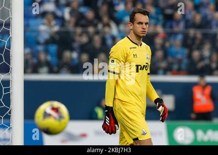 Guilherme von Lokomotiv Moskau im Einsatz während des Spiels der russischen Premier League zwischen dem FC Zenit Saint Petersburg und dem FC Lokomotiv Moskau am 29. Februar 2020 in der Gazprom Arena in Sankt Petersburg, Russland. (Foto von Mike Kireev/NurPhoto) Stockfoto
