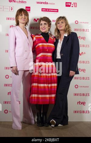 Nathalie Poza, Adriana Ozores und Emma Suarez nehmen am 03. März 2020 an der Fotozelle „Invisibles“ im Hotel Urso in Madrid, Spanien, Teil. (Foto von Oscar Gonzalez/NurPhoto) Stockfoto