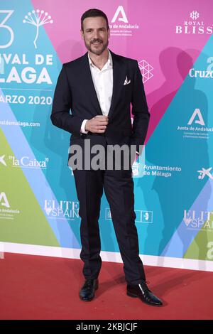 Daniel Grao nimmt am 3. März 2020 an der Fotoschau der Cocktailparty des Filmfestivals Málaga 23. im Circulo de las Artes in Madrid Teil (Foto: Carlos Dafonte/NurPhoto) Stockfoto