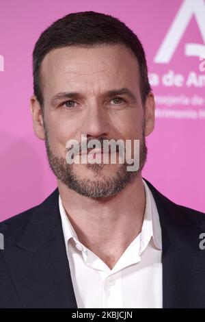 Daniel Grao nimmt am 3. März 2020 an der Fotoschau der Cocktailparty des Filmfestivals Málaga 23. im Circulo de las Artes in Madrid Teil (Foto: Carlos Dafonte/NurPhoto) Stockfoto