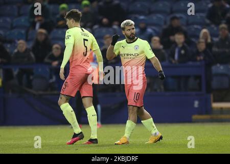 Sergio Aguero von Manchester City feiert am Mittwoch, den 4.. März 2020, nach dem Treffer beim Spiel „Fifth Road“ des FA Cup zwischen Sheffield Wednesday und Manchester City in Hillsborough, Sheffield. (Foto von MI News/NurPhoto) Stockfoto