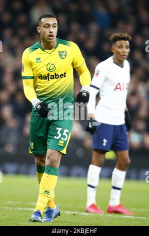 Adam Idah von Norwich City während des Emirates FA Cup-Spiels der fünften Runde zwischen Tottenham Hotspur und Norwich City am 04 2020. März im Tottenham Hotspur Stadium, London, England. (Foto von Action Foto Sport/NurPhoto) Stockfoto