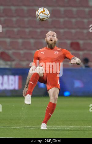 Aron Gunnarsson von Al Arabi beim QNB Stars League Spiel gegen Al Khor im Grand Hamad Stadion am 6 2020. März in Doha, Katar. (Foto von Simon Holmes/NurPhoto) Stockfoto