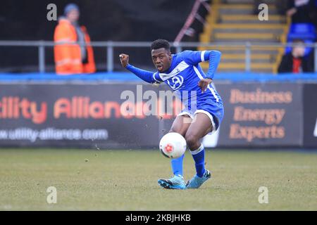 Timi Odusina von Hartlepool United in Aktion während des Spiels der Vanarama National League zwischen Hartlepool United und Ebbsfleet United im Victoria Park, Hartlepool, am Samstag, 7.. März 2020. (Foto von Mark Fletcher/MI News/NurPhoto) Stockfoto