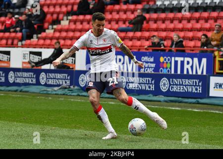 Marvin Johnson von Middlesbrough in Aktion während des Sky Bet Championship-Spiels zwischen Charlton Athletic und Middlesbrough am Samstag, dem 7.. März 2020, im The Valley, London. (Foto von MI News/NurPhoto) Stockfoto