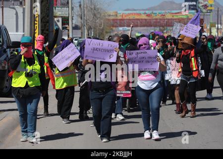 Feministischer marsch in Ciudad Juarez, Mexiko, am 7. März 2020 zu Beginn der Feierlichkeiten zum Internationalen Frauentag. (Foto von David Peinado/NurPhoto) Stockfoto