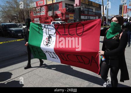 Feministischer marsch in Ciudad Juarez, Mexiko, am 7. März 2020 zu Beginn der Feierlichkeiten zum Internationalen Frauentag. (Foto von David Peinado/NurPhoto) Stockfoto