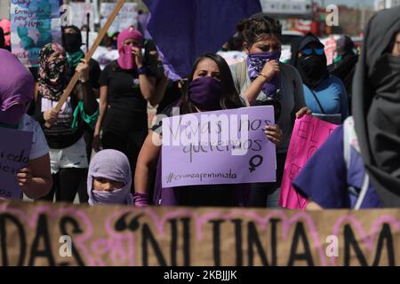 Feministischer marsch in Ciudad Juarez, Mexiko, am 7. März 2020 zu Beginn der Feierlichkeiten zum Internationalen Frauentag. (Foto von David Peinado/NurPhoto) Stockfoto