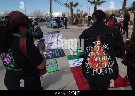 Feministischer marsch in Ciudad Juarez, Mexiko, am 7. März 2020 zu Beginn der Feierlichkeiten zum Internationalen Frauentag. (Foto von David Peinado/NurPhoto) Stockfoto