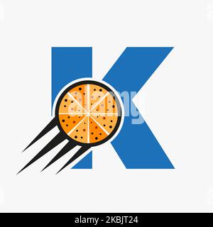 Anfangsbuchstabe K Restaurant Cafe Logo mit Pizza Konzept Vektor Vorlage Stock Vektor