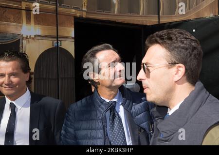 Attilio Fontana, Gouverneur der Region Lombardei, nimmt am 11. Oktober 2019 an der zweiten Ausgabe des „Festival des Sports“ in Trient „Il Festival dello Sport“ in Trient, Italien, Teil. Vom 10. Bis 13. Oktober 2019 findet die zweite Auflage des Sportfestivals statt, das dank des Kalibers der erwarteten Gäste und der behandelten Themen eine nationale und internationale Dimension haben wird. Die Organisatoren sind die erste italienische Sportzeitung, La Gazzetta dello Sport, und Trentino (Foto: Massimo Bertolini/NurPhoto) Stockfoto