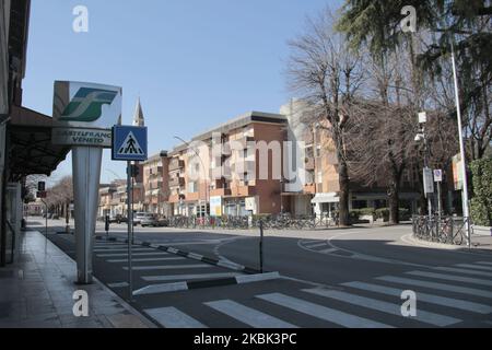 Eine allgemeine Ansicht von Castelfranco Veneto, Treviso, Italien, am 16. März 2020. Italien steht aufgrund des Coronavirus-Notstands vor einer zweiten Woche Quarantäne. (Foto von Mimmo Lamacchia/NurPhoto) Stockfoto