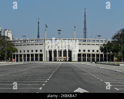 Ein Blick auf Estadio Municipal in Sao Paulo, Brasilien, am 21. März 2020. Sao Paulo gibt bekannt, dass das Pacaembu-Stadion zur Versorgung von COVID-19-Patienten genutzt wird. (Foto von Mauricio Camargo/NurPhoto) Stockfoto