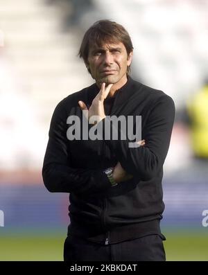 Aktenfoto vom 29-10-2022 von Antonio Conte, Manager von Tottenham Hotspur. Alessandro Del Piero hat die Spekulationen verharmlost, dass Tottenham-Manager Antonio Conte zu Juventus zurückkehren könnte, und darauf bestanden, dass sein alter Teamkollege an seiner derzeitigen Seite noch „viele Dinge zu tun“ hat. Ausgabedatum: Freitag, 4. November 2022. Stockfoto