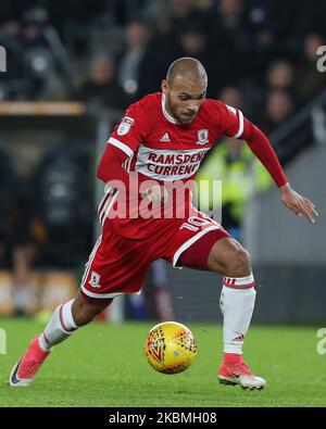 Martin Braithwaite aus Middlesbrough während des Sky Bet Championship-Spiels zwischen Hull City und Middlesbrough am 31.. Oktober 2017 im KC Stadium, Kingston upon Hull, Großbritannien. (Foto von Mark Fletcher/MI News/NurPhoto) Stockfoto