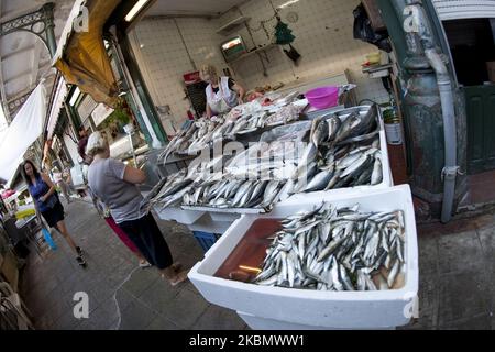 Der Mercado do Bolhao ist einer der emblematischsten Märkte in der Stadt Porto, ein traditioneller Lebensmittelmarkt, dessen Ursprünge auf das Jahr 1839 in Porto, Portugal, zurückgehen. (Foto von Oscar Gonzalez/NurPhoto) Stockfoto