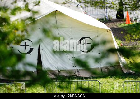 Ein Blick auf ein Samaritans Purse Field Hospital im Central Park New York City USA während der Coronavirus-Pandemie am 4. Mai 2020. Samaritans Geldbörse soll den Central Park in zwei Wochen verlassen. (Foto von John Nacion/NurPhoto) Stockfoto