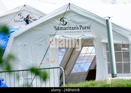 Ein Blick auf ein Samaritans Purse Field Hospital im Central Park New York City USA während der Coronavirus-Pandemie am 4. Mai 2020. Samaritans Geldbörse soll den Central Park in zwei Wochen verlassen. (Foto von John Nacion/NurPhoto) Stockfoto